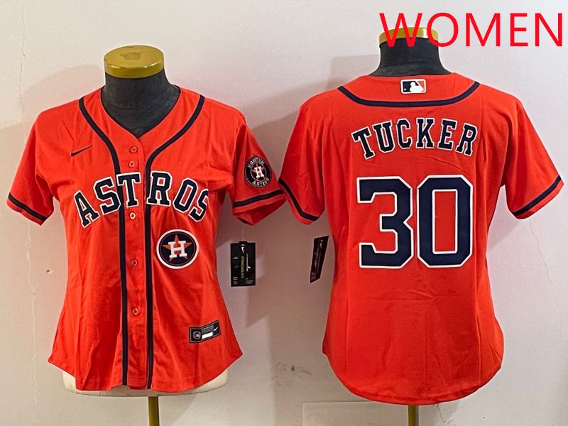 Women Houston Astros #30 Tucker Orange Game 2025 Nike MLB Jersey style 5->women mlb jersey->Women Jersey